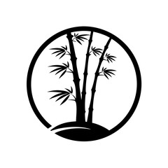 Bamboo tree silhouette, Asian style vector