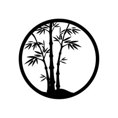 Bamboo tree silhouette, Asian style vector
