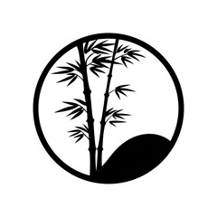 Bamboo tree silhouette, Asian style vector