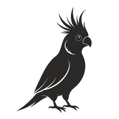 Elegant cockatiel bird silhouette vector graphic ideal for avian themes and pet related designs isolated on white background