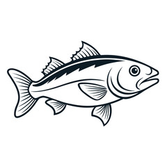 Simple outline illustration of a cod fish a marine animal presented as a clean vector graphic isolated on white background