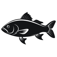 Stylized cod fish silhouette illustration clean vector graphic isolated on white background