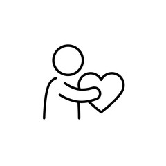 Vector icon of a person holding a heart, symbolizing love, gifts, and Valentine's Day