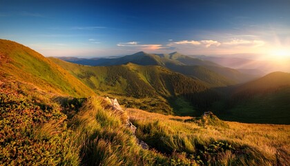a splendid view of mountain peaks in the morning sunlight carpathian mountains ukraine europe