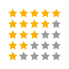 Star rating icons in orange and gray, displayed in rows from five to one star, representing review scores, feedback levels, performance ratings, or evaluations