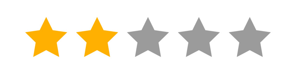 Two star rating, commonly used for below average reviews, customer feedback, or product performance evaluations
