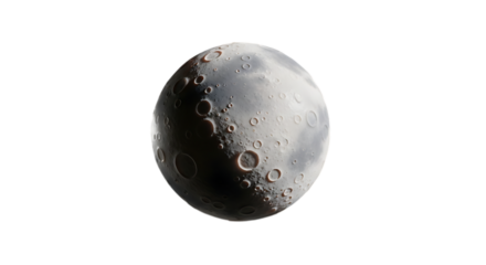 A detailed view of the moons surface isolated on transparent background