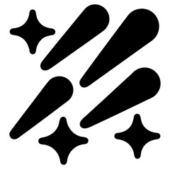 Minimalist graphic art illustration with star and teardrop shapes in black