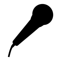 Black silhouette of a wired microphone used for audio recording or performances