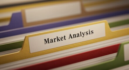 Organized market research: Colorful file folder system for strategic analysis
