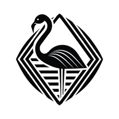 Minimalist flamingo logo inside geometric frame bird animal