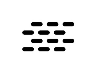 Simple, minimalist illustration of a brick wall pattern, black on white background.