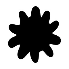 Abstract black irregular starburst shape with rounded edges on white background