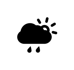 Simple black and white weather icon showing a partly cloudy sky with rain and sun.