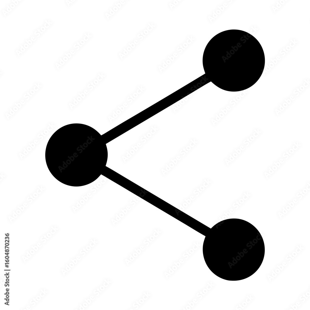 Aufkleber network node with two connections visualizing information sharing in black and white