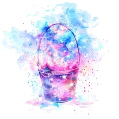 Watercolor bucket with galaxy design (3)