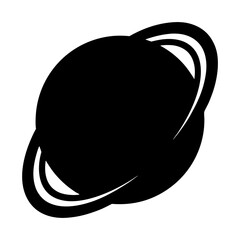 Simple black and white design of a planet with rings around it © PixelArtBox