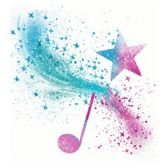 Magical musical note with star wand