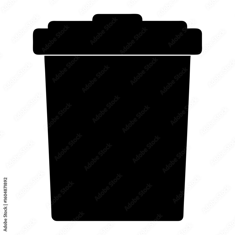 Poster A simplistic representation of a black trash can with a lid on top