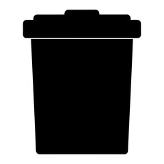 A simplistic representation of a black trash can with a lid on top