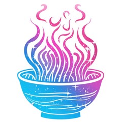 Colorful bowl with mystical steam