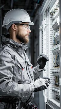 An electrician working on the power grid