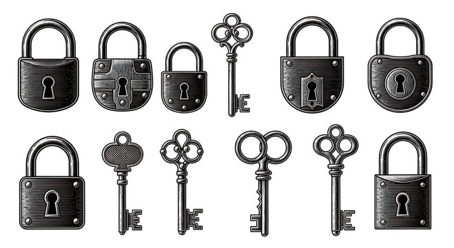 Antique locks and keys collection vintage metal