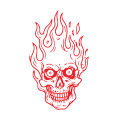 Fiery red skull with burning flames, a powerful symbol of intensity and rebellion.