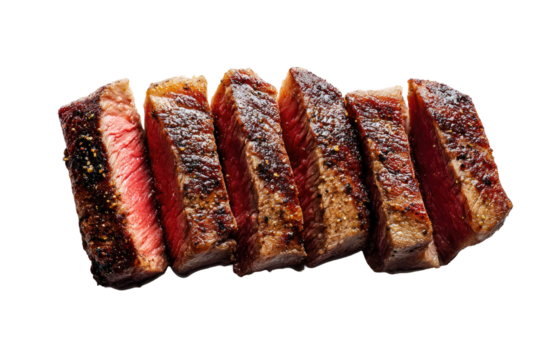 Sliced steak, seared and ready to eat