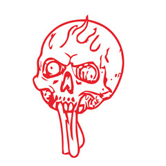 Spooky red skull with fiery accents and menacing grin, perfect for Halloween or edgy designs