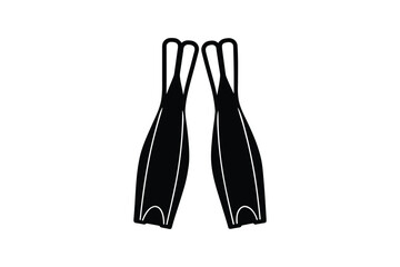 Pair of Diving Fins Illustration Ready for Underwater Exploration and Adventure Presented in a Striking Silhouette This image showcases
