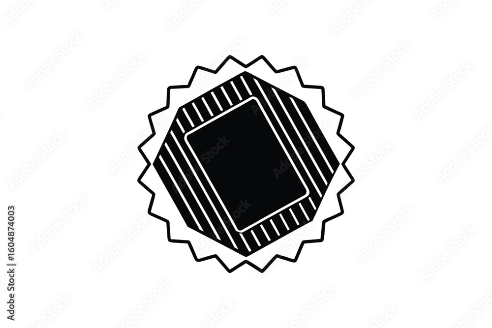 Poster abstract geometric design featuring a jagged border with diagonal lines and a central rectangle in s
