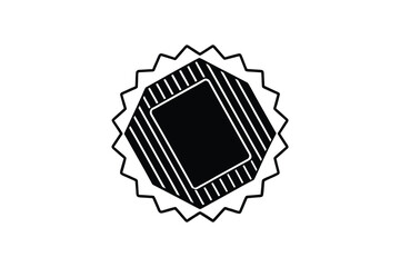 Abstract Geometric Design Featuring a Jagged Border with Diagonal Lines and a Central Rectangle in Silhouette Style silhouette This