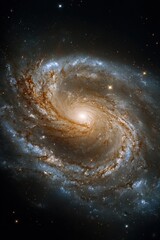A spiral galaxy with a bright blue center