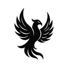 Silhouette a stylized phoenix bird with wings spread vector