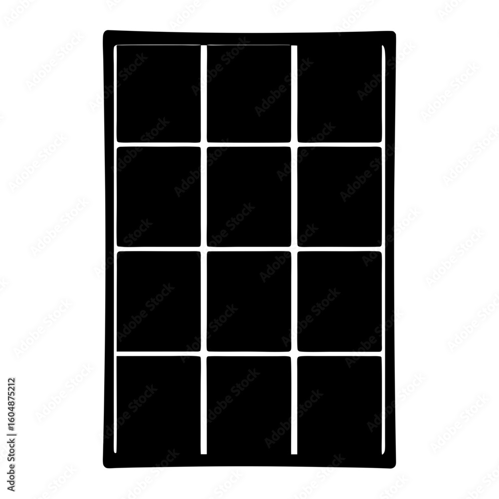 Poster abstract black and white grid pattern with twelve rectangular cells