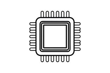 Detailed Outline of a Microchip with Multiple Pins Representing Technology and Innovation Presented in a Clean Silhouette Style silhouette