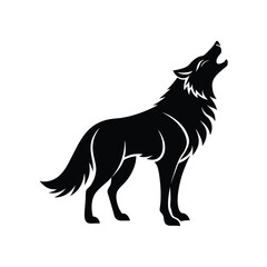 Silhouette a wolf howling with stylized fur body animal canine