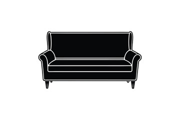 Elegant Sofa Silhouette with Wingback Design and Clean Lines Perfect for Interior Design Mockups and Vector Graphics Projects silhouette