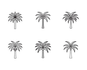 Palm Tree Silhouette Collection Exotic Tropical Island Vacation Destination Icon Set Graphic Illustration for Print and Web Design