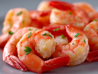 Pile of Cooked Shrimp with Parsley