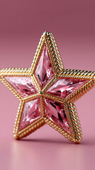 Pink Gemstone Star With Gold Setting