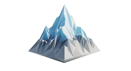 A polygonal mountain peak is isolated on transparent background