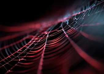 Detailed close-up view of a spiderweb.