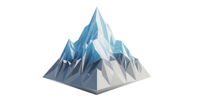 A polygonal mountain peak is isolated on transparent background - Powered by Adobe