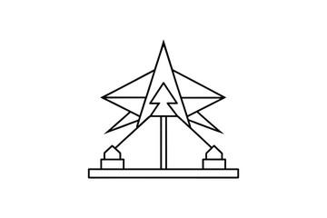 Geometric Christmas Tree with Star Topper and Base Minimalist Line Art Design Festive Holiday Decoration Silhouette minimalist geometric tree