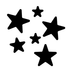 A Cluster of Black Stars Against a White Background Emitting Cosmic Vibes