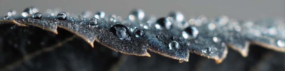 Close-up view of water droplets on a textured surface.