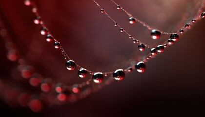 Delicate water droplets clinging to a spiderweb.
