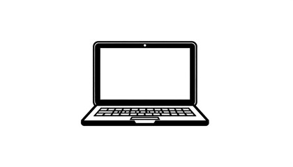 Simple black and white laptop illustration